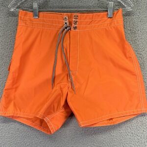 Birdwell Beach Britches Board Shorts Mens 29 Orange Nylon Swim Trunks Surf Retro